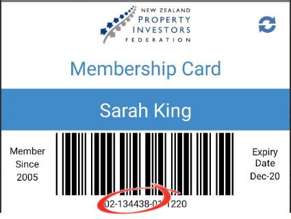 Sample NZPIF Membership Card